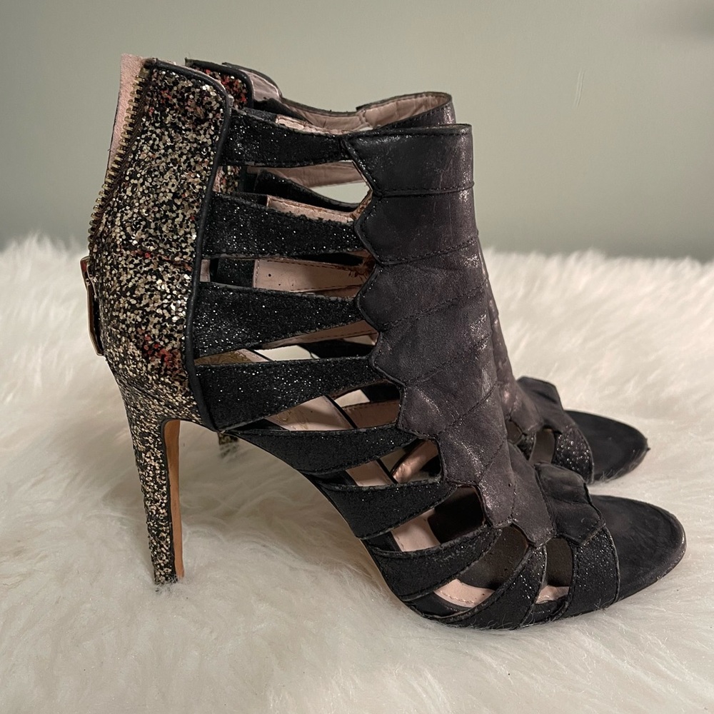Gold & Black Glitter Heels